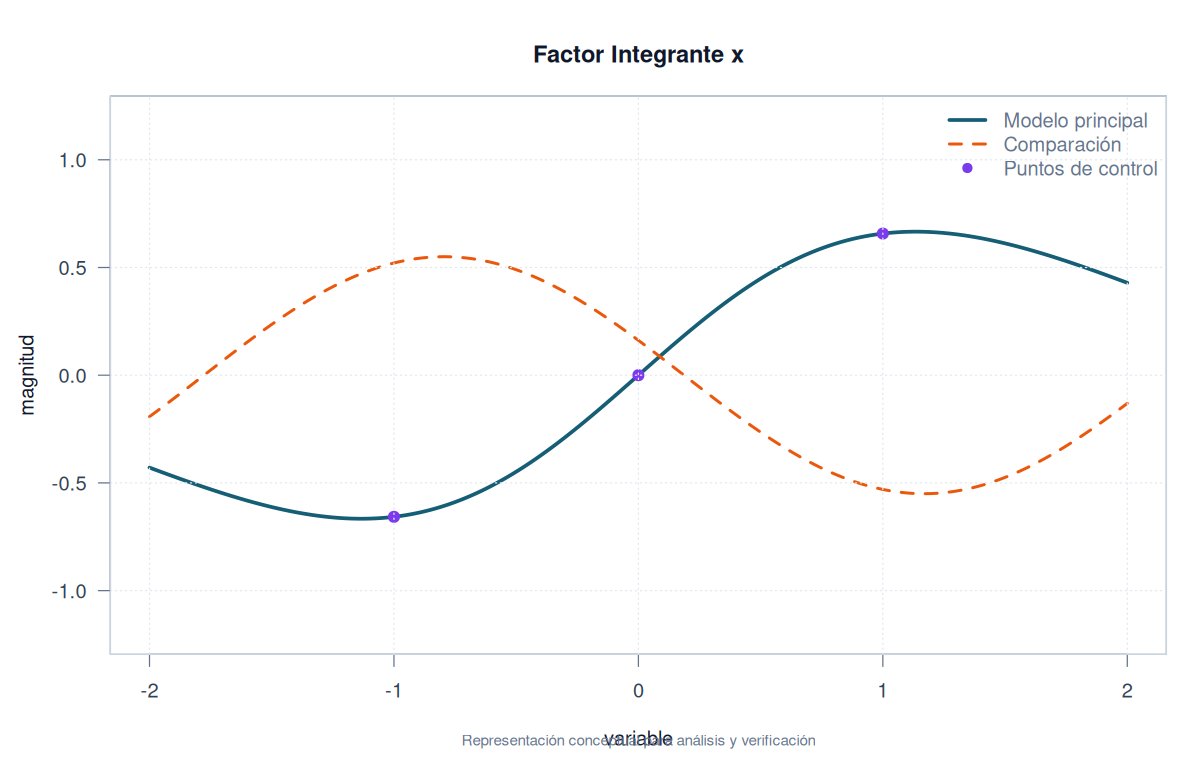 Factor integrante en x: campo antes y después de multiplicar por μ(x)